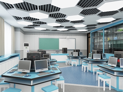 Modern Classroom Printing Classroom Science and Technology Classroom Computer Desks and Chairs model