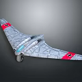 Vintage Flying Wing Aircraft With Silver Gray Body Red Wing Markings And Twin Engines