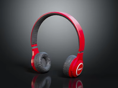 Red Over Ear Headphones with Comfortable Ear Cushions and Modern Design 3d model