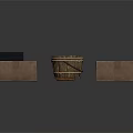 Rustic Storage Furniture With Brown Boxes Black Box Woven Basket And Strapped Chest