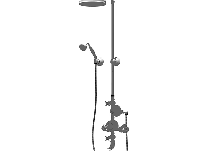 Modern Shower Head With Rainfall Top Sprayer Handheld Wand And Control Valves 3d model