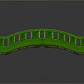 Green Arch Bridge 3D Model With Stone Slab Surface And Railings