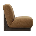 Brown Fabric Single Sofa With Modern Minimalist Design And Wooden Base