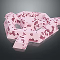 Cartoon Scene Featuring Playful Pink Abstract Structure With Irregular Geometric Cutouts 3d model
