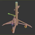 Sturdy Tripod Based Equipment With Wheels Vertical Column And Horizontal Arm 3d model