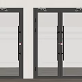 Modern Double Doors Design With Black Frames And Glass Panels In Interior Space 3d model