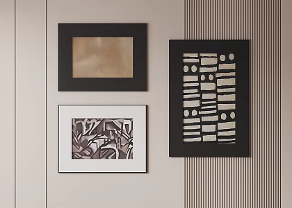 Retro Black and White Hanging Painting 3d model
