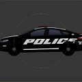 Black And White Police Car With Siren Lights And Exterior Design