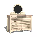 Elegant Classic Dresser With Round Mirror And Multiple Drawers Traditional Style