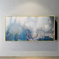 Modern abstract painting gold and silver commercial space abstract color block decorative painting 3d model
