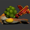 Colorful Cartoon Scene of Fried Eggs with Bacon Broccoli and Lemon Slices