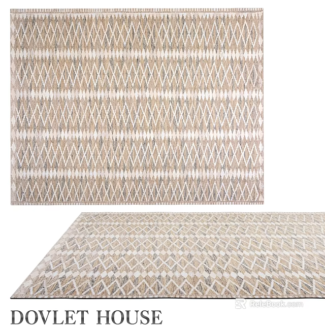 Modern Square Rug with Geometric Diamond Pattern in Beige Brown Gray Neutral Tones 3d model 