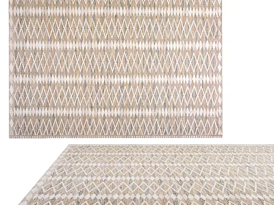 Modern Square Rug with Geometric Diamond Pattern in Beige Brown Gray Neutral Tones 3d model