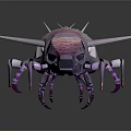Mechanical Creature with Purple Pink Stripes Multiple Legs and Green Pink Wings