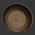 Hand Carved Basket Sculpture With Colorful Patterned Design And Textured Surface