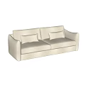 Modern Beige Upholstered Two-Seater Sofa with Soft Pillows for Living Room