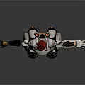 Game Movie Female Character With Red Hair Silver Metallic Armor And Mechanical Arm