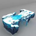 Realistic Glacier Model Featuring Blue Water Flow And Icicles On Rock Base 3d model