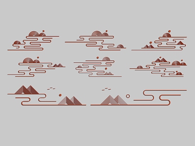 Landscape ink mountain pattern Chinese style mountain pattern mountain river national tide mountain peak stratification mountain peak group mountain line draft mountain ancient style landscape 3d model