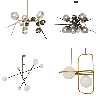 Modern shaped chandelier metal combination chandelier 3d model