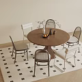 Round Dining Table and Chair Combination Single Chair 3d model