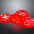 Fresh Red Juicy Tomato Slices On Black Background For Healthy Salad