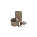 Natural Wicker Storage Baskets with Towels and Bath Products for Bathroom Essentials