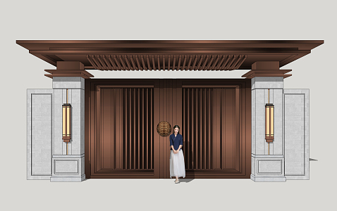 new chinese style gate 3d model