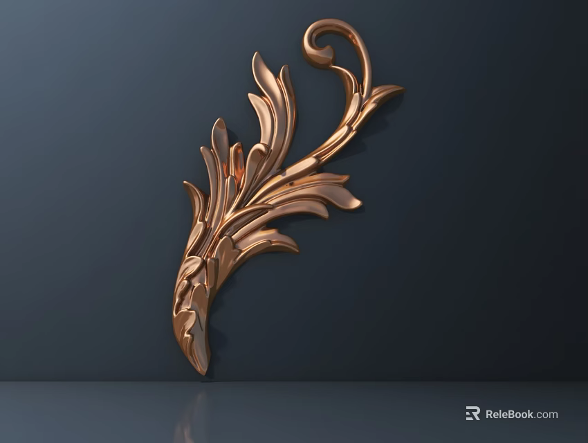 Golden Ornate Wall Decor With Intricate Leaf And Scroll Patterns 3d model