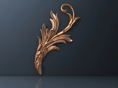 Golden Ornate Wall Decor With Intricate Leaf And Scroll Patterns 3d model