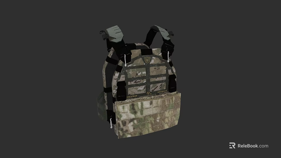 High Quality Military Tactical Vest Featuring Camouflage Design Multiple Pockets And Straps 3d model 