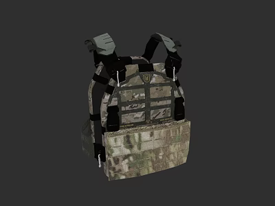 High Quality Military Tactical Vest Featuring Camouflage Design Multiple Pockets And Straps 3d model
