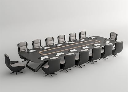 Modern Cassina Conference Table and Chair 3d model