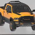 Yellow And Black Off Road Pickup Truck With Roof Rack Front Grille And Large Tires