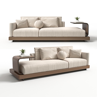 Modern Double Sofa Simple Chaise 3d model