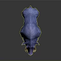 Blue Boar with Yellow Eyes and White Tusks Standing Against Black Background with Reflection