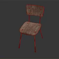 Vintage Leisure Chair With Wooden Seat Backrest And Rustic Metal Legs
