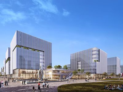Modern Commercial Complex With Open Plaza And Architecture 3d model