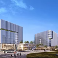 Modern Commercial Complex With Open Plaza And Architecture