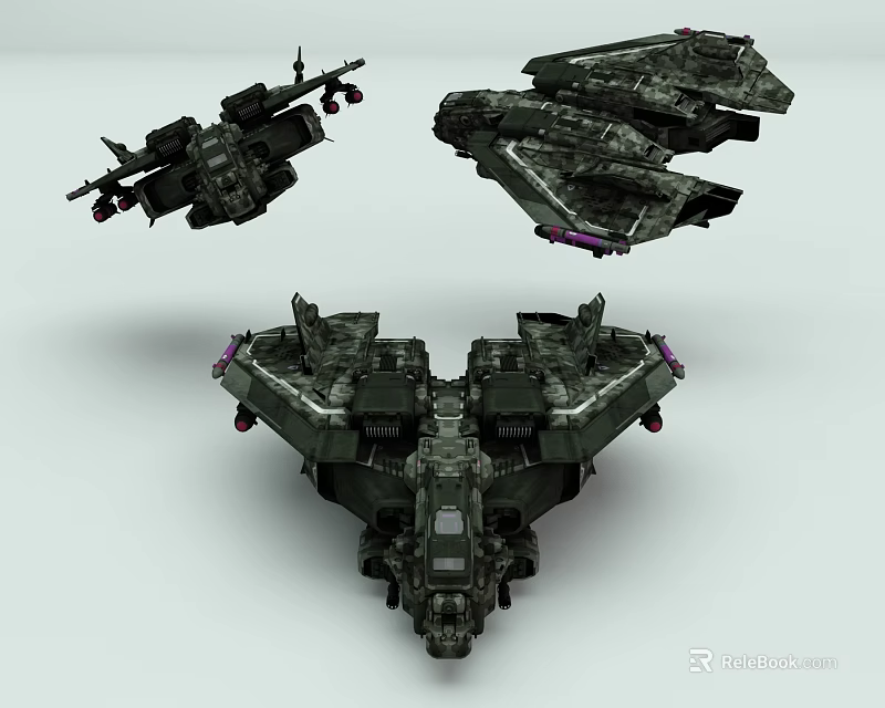 Sci Fi Military Aerospace Craft Models With Camouflage Design And Complex Structures 3d model 