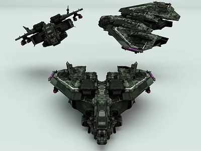 Sci Fi Military Aerospace Craft Models With Camouflage Design And Complex Structures 3d model