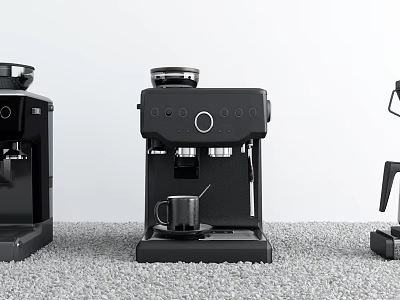 Three Modern Black Small Kitchen Appliances With Coffee Maker And Sleek Design 3d model