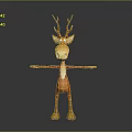 Cartoon Deer 3D Model With Antlers Orange Body White Belly And Yellow Legs