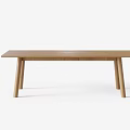 Minimalist Wooden Dining Table with Rectangular Tabletop and Slender Legs 3d model
