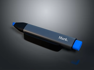 Sleek Blue And Black Mark Pen For Daily Life Stationery Use 3d model