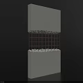 Concrete Wall With Central Grid Structure And Layered Modern Industrial Design 3d model