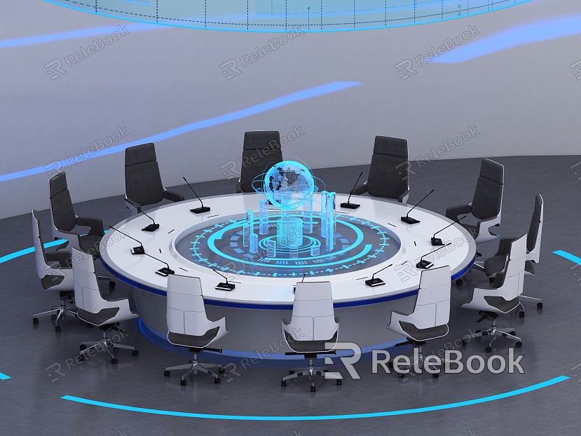 Conference Table Paperless Baking Paint Long Table Combination Training Table Negotiation Table Workbench Science and Technology Sense Creative Furniture Command Center Network Melt Media Geometry Three-dimensional Exhibition Beauty and Chen Space model