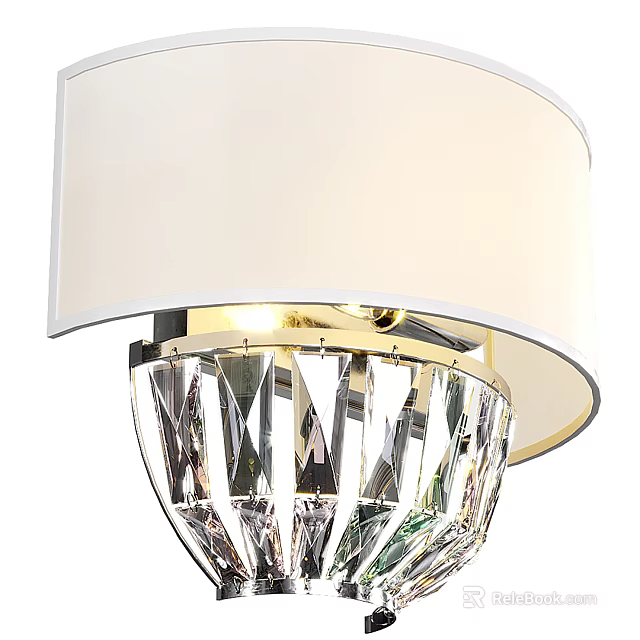 Elegant Crystal Wall Lamp With White Shade And Gold Accent Design For Home Decor 3d model 