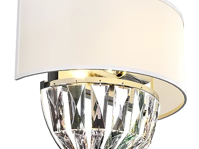 Elegant Crystal Wall Lamp With White Shade And Gold Accent Design For Home Decor 3d model