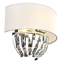 Elegant Crystal Wall Lamp With White Shade And Gold Accent Design For Home Decor